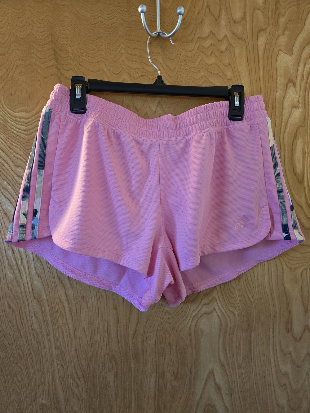 adidas Pink Women's Athletic Shorts with Striped Side Panels